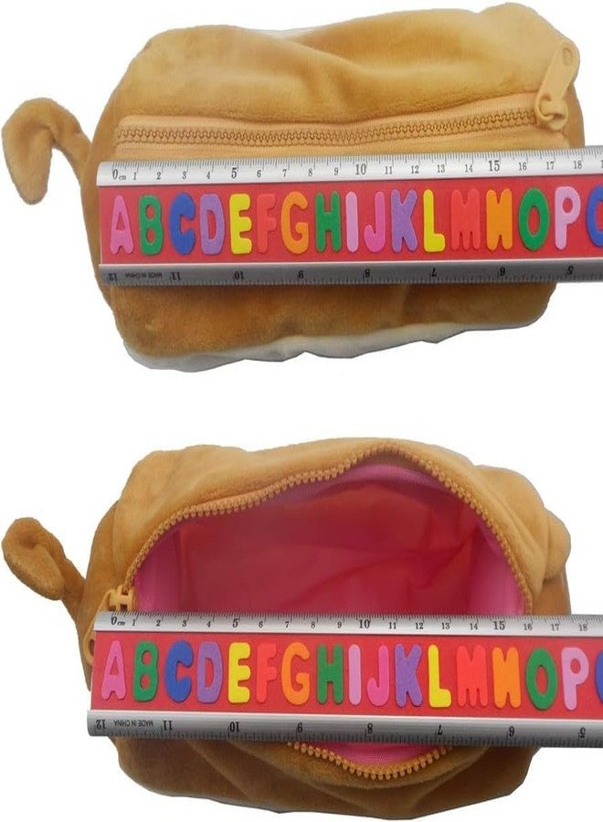 RVA Dog Pencil Box with Zipper for Girls Multi-Purpose Case for School Kids, Cute Cosmetic Pouch for Girls, Fur Pouches for School/Office (Set of 1) (Brown) (Size 7 Inch) - Image 4